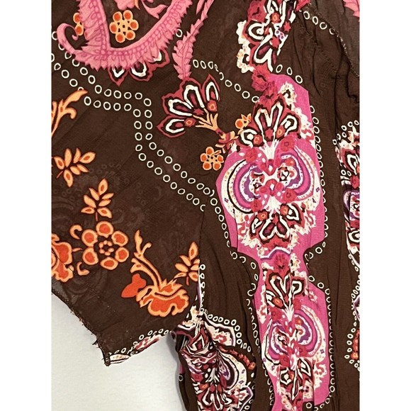 Boho Polyester Design Bay Studio Career Size Small Top Brown Blouses For Women - Picture 4 of 16